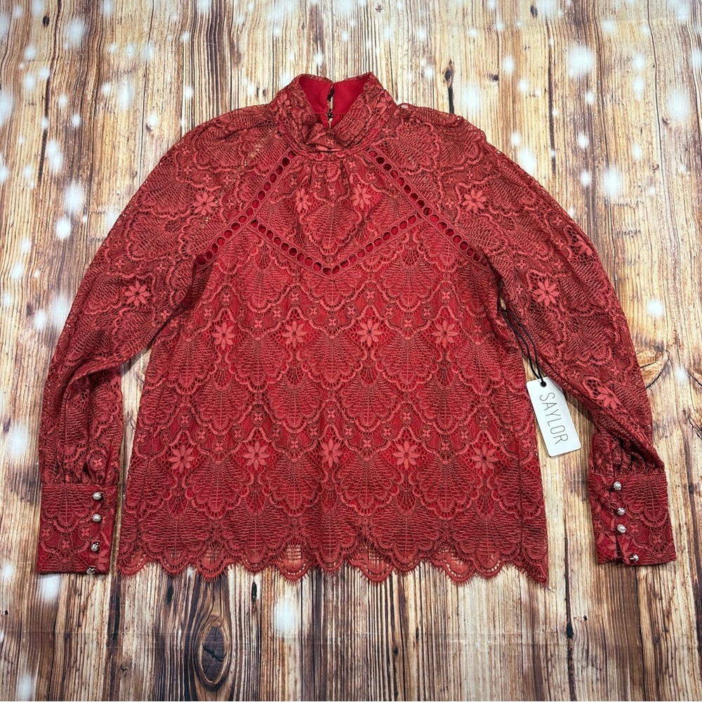 NWT Saylor Red Lace Women's Top Size XS